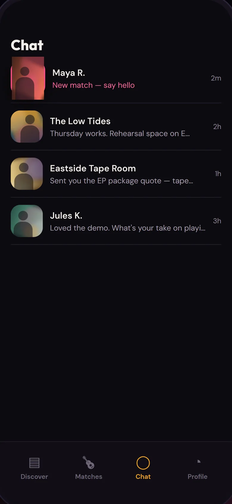 Sidestage chat list